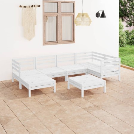 Juego de muebles de jardín 7 piezas madera maciza pino blanco en Conjuntos de jardín | Comprar online en Foru.es