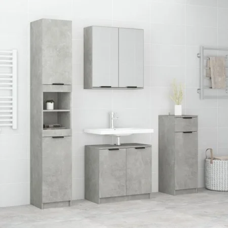 Set muebles de baño 4 piezas madera contrachapada gris hormigón de vidaXL, Muebles de baño - Ref: Foro24-3115887, Precio: 272...