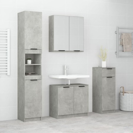 Set muebles de baño 4 piezas madera contrachapada gris hormigón de vidaXL, Muebles de baño - Ref: Foro24-3115887, Precio: 276...