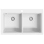Fregadero encastrable de granito blanco crema de dos cubetas de vidaXL, Fregaderos - Ref: Foro24-141677, Precio: 397,18 €, De...