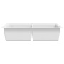Fregadero encastrable de granito blanco crema de dos cubetas de vidaXL, Fregaderos - Ref: Foro24-141677, Precio: 397,18 €, De...