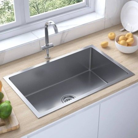 Fregadero de cocina hecho a mano de acero inoxidable de vidaXL, Fregaderos - Ref: Foro24-51516, Precio: 126,02 €, Descuento: %