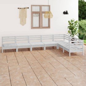 Juego de muebles de jardín 7 piezas madera maciza pino blanco en Conjuntos de jardín | Comprar online en Foru.es