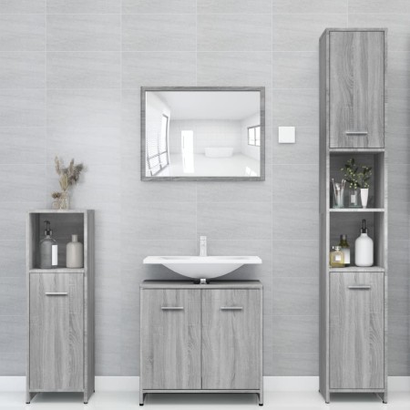 Armario de baño madera contrachapada gris Sonoma 30x30x183,5 cm de vidaXL, Muebles de baño - Ref: Foro24-815520, Precio: 83,9...