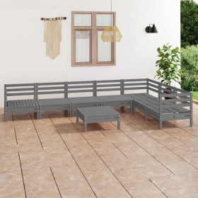Juego de muebles de jardín 8 piezas madera maciza de pino gris en Conjuntos de jardín | Comprar online en Foru.es