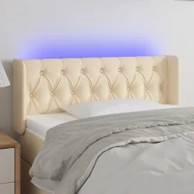 Cabecero con LED de tela crema 103x16x78/88 cm de vidaXL, Cabeceros y pies de cama - Ref: Foro24-3123567, Precio: 56,35 €, De...