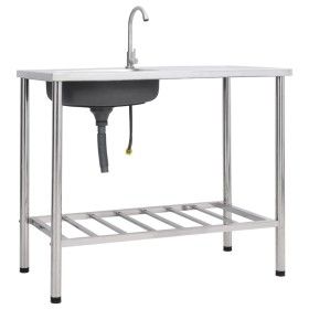 Fregadero de camping de un seno y grifo acero inoxidable de vidaXL, Fregaderos - Ref: Foro24-151214, Precio: 227,19 €, Descue...