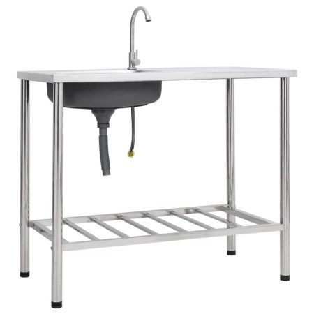 Fregadero de camping de un seno y grifo acero inoxidable de vidaXL, Fregaderos - Ref: Foro24-151214, Precio: 227,19 €, Descue...