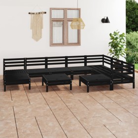 Juego de muebles de jardín 10 pzas madera maciza de pino negro en Conjuntos de jardín | Comprar online en Foru.es