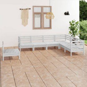 Juego de muebles de jardín 7 piezas madera maciza pino blanco en Conjuntos de jardín | Comprar online en Foru.es