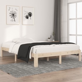 Estructura de cama madera maciza de pino 140x200 cm de vidaXL, Camas y somieres - Ref: Foro24-810365, Precio: 91,09 €, Descue...