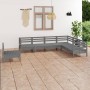 Juego de muebles de jardín 7 piezas madera maciza de pino gris en Conjuntos de jardín | Comprar online en Foru.es
