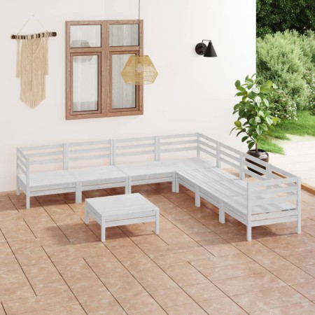 Juego de muebles de jardín 8 piezas madera maciza pino blanco en Conjuntos de jardín | Comprar online en Foru.es