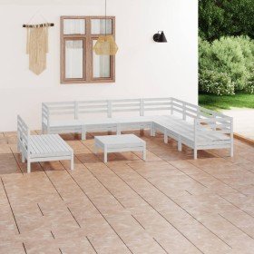 Juego de muebles de jardín 10 piezas madera maciza pino blanco en Conjuntos de jardín | Comprar online en Foru.es