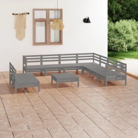 Juego de muebles de jardín 10 piezas madera maciza de pino gris en Conjuntos de jardín | Comprar online en Foru.es