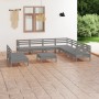 Juego de muebles de jardín 10 piezas madera maciza de pino gris en Conjuntos de jardín | Comprar online en Foru.es
