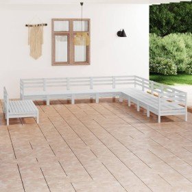 Juego de muebles de jardín 11 piezas madera maciza pino blanco en Conjuntos de jardín | Comprar online en Foru.es