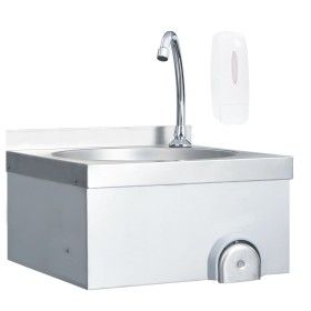 Fregadero lavamanos con grifo y dispensador de jabón acero inox de vidaXL, Fregaderos - Ref: Foro24-51113, Precio: 179,94 €, ...