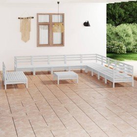 Juego de muebles de jardín 12 piezas madera maciza pino blanco en Conjuntos de jardín | Comprar online en Foru.es