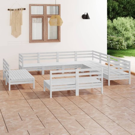Juego de muebles de jardín 11 piezas madera maciza pino blanco en Conjuntos de jardín | Comprar online en Foru.es