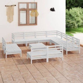Juego de muebles de jardín 12 piezas madera maciza pino blanco en Conjuntos de jardín | Comprar online en Foru.es
