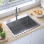 Fregadero de cocina hecho a mano de acero inoxidable de vidaXL, Fregaderos - Ref: Foro24-51512, Precio: 113,05 €, Descuento: %