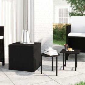 Mesas auxiliares 3 piezas ratán sintético negro de vidaXL, Mesas auxiliares - Ref: Foro24-319386, Precio: 47,03 €, Descuento: %