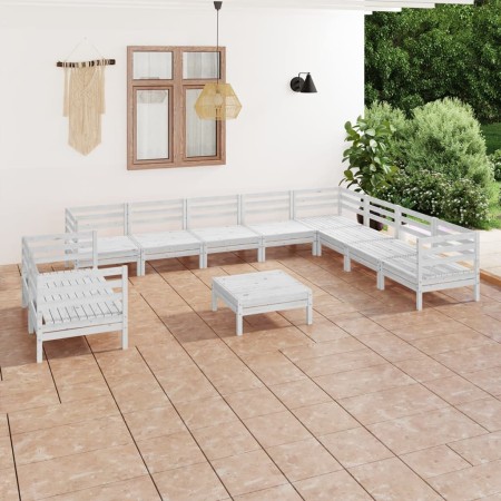 Juego de muebles de jardín 11 piezas madera maciza pino blanco en Conjuntos de jardín | Comprar online en Foru.es