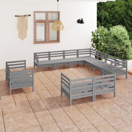 Juego de muebles de jardín 11 piezas madera maciza de pino gris en Conjuntos de jardín | Comprar online en Foru.es
