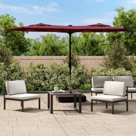Sombrilla doble con luces LED rojo burdeos 316x240 cm de vidaXL, Sombrillas - Ref: Foro24-362973, Precio: 171,36 €, Descuento: %