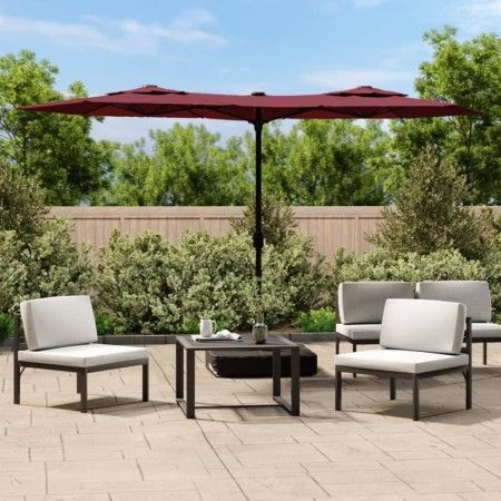 Sombrilla doble con luces LED rojo burdeos 316x240 cm de vidaXL, Sombrillas - Ref: Foro24-362973, Precio: 171,36 €, Descuento: %