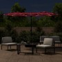 Sombrilla doble con luces LED rojo burdeos 316x240 cm de vidaXL, Sombrillas - Ref: Foro24-362973, Precio: 171,36 €, Descuento: %