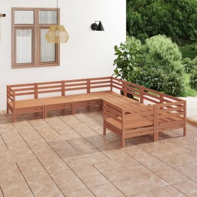 Juego muebles de jardín 8 piezas madera maciza pino marrón miel en Conjuntos de jardín | Comprar online en Foru.es