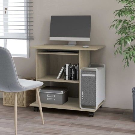 Mesa de ordenador madera contrachapada color roble 80x50x75 cm de vidaXL, Escritorios - Ref: Foro24-802897, Precio: 70,05 €, ...