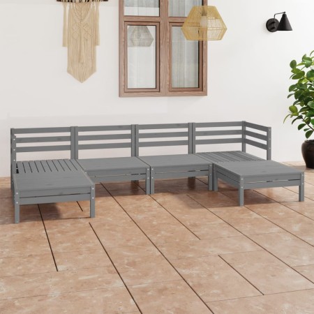 Muebles de jardín 6 piezas gris madera de pino maciza en Conjuntos de jardín | Comprar online en Foru.es