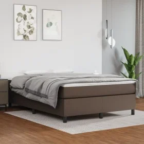 Estructura de cama de cuero sintético marrón 140x190 cm de vidaXL, Camas y somieres - Ref: Foro24-3121044, Precio: 133,25 €, ...