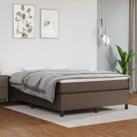 Estructura de cama de cuero sintético marrón 140x190 cm de vidaXL, Camas y somieres - Ref: Foro24-3121044, Precio: 133,25 €, ...
