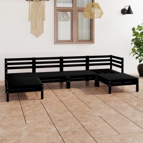 Juego de muebles de jardín 9 piezas negro madera pino maciza en Conjuntos de jardín | Comprar online en Foru.es