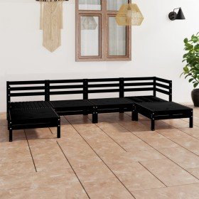 Juego de muebles de jardín 9 piezas negro madera pino maciza en Conjuntos de jardín | Comprar online en Foru.es