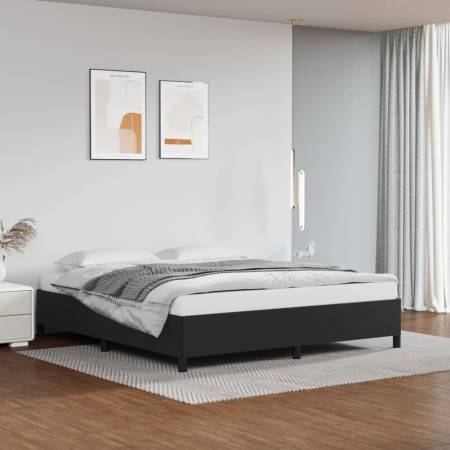 Estructura de cama de cuero sintético negro 160x200 cm de vidaXL, Camas y somieres - Ref: Foro24-347257, Precio: 129,99 €, De...