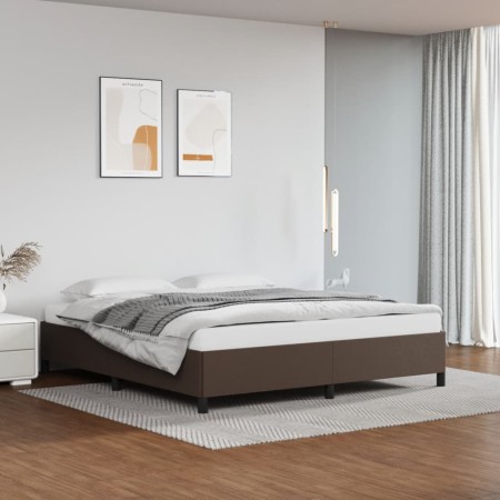 Estructura de cama de cuero sintético marrón 180x200 cm de vidaXL, Camas y somieres - Ref: Foro24-347266, Precio: 160,92 €, D...