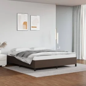 Estructura de cama de cuero sintético marrón 160x200 cm de vidaXL, Camas y somieres - Ref: Foro24-347260, Precio: 150,39 €, D...