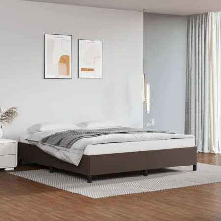 Estructura de cama de cuero sintético marrón 160x200 cm de vidaXL, Camas y somieres - Ref: Foro24-347260, Precio: 150,39 €, D...