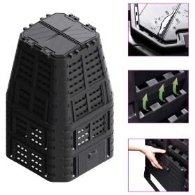 Compostador de jardín negro 93,3x93,3x146 cm 1000 L en Compostaje | Comprar online en Foru.es