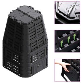 Compostador de jardín negro 93,3x93,3x146 cm 1000 L en Compostaje | Comprar online en Foru.es