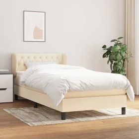 Cama box spring con colchón tela color crema 100x200 cm de vidaXL, Camas y somieres - Ref: Foro24-3126466, Precio: 320,19 €, ...