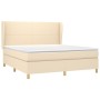 Cama box spring con colchón tela color crema 160x200 cm de vidaXL, Camas y somieres - Ref: Foro24-3128378, Precio: 611,80 €, ...