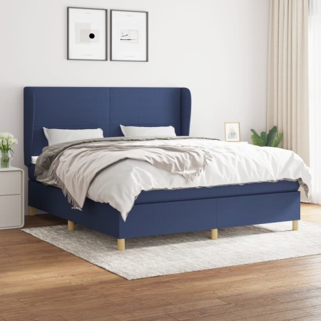 Cama box spring con colchón tela azul 160x200 cm de vidaXL, Camas y somieres - Ref: Foro24-3128379, Precio: 583,96 €, Descuen...
