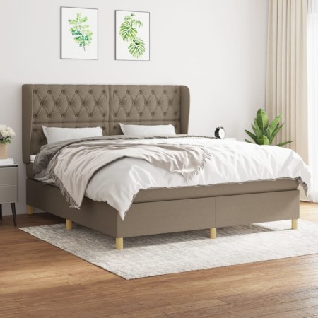 Cama box spring con colchón tela gris taupe 160x200 cm de vidaXL, Camas y somieres - Ref: Foro24-3128777, Precio: 656,05 €, D...