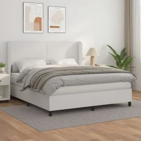 Cama box spring con colchón cuero sintético blanco 160x200 cm de vidaXL, Camas y somieres - Ref: Foro24-3128920, Precio: 600,...